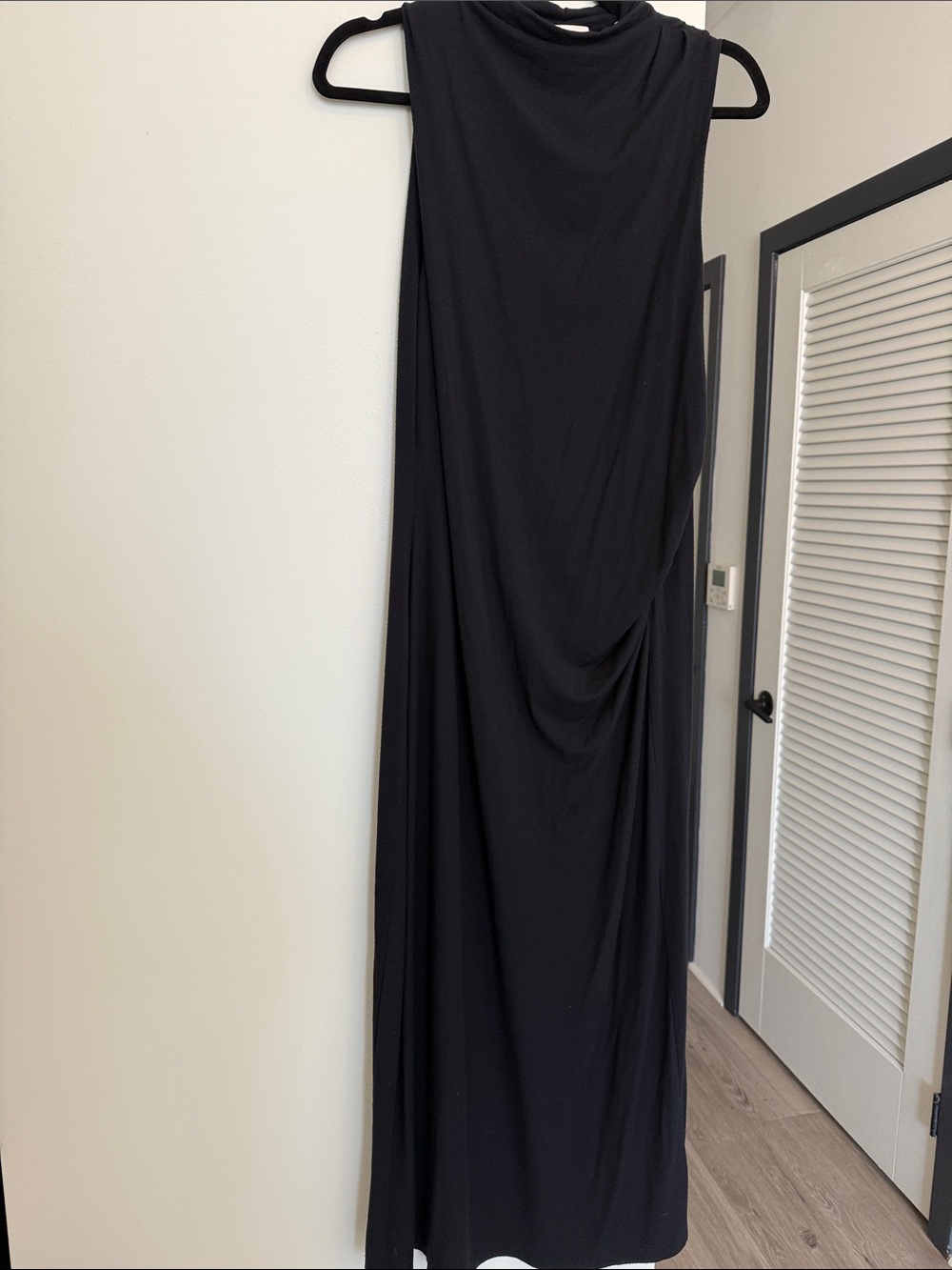 Vince Black Sleeveless Draped Maxi Dress